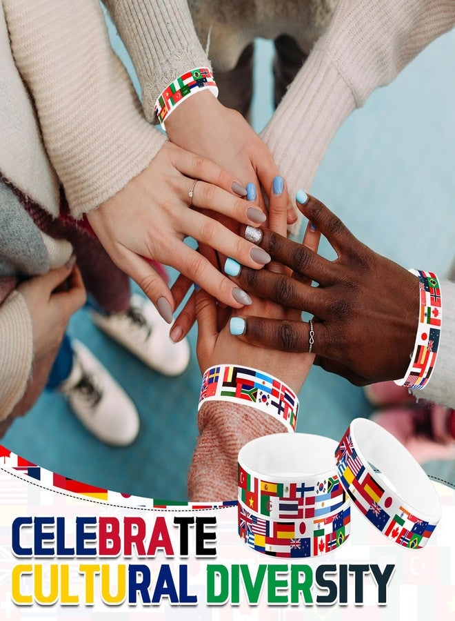 Threehoney 60 Pcs International World Country Flags Wristbands Silicone Bracelets American Flags Wristband International Sport Events Party Favor Around The World for School Office Festival Supplies - Image 4